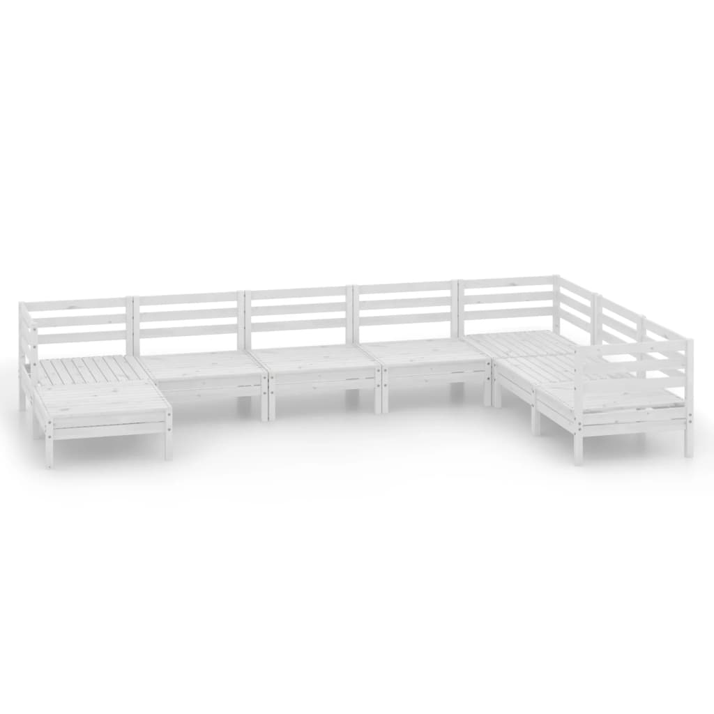 8-tlg. Garten-Lounge-Set Massivholz Kiefer Weiss